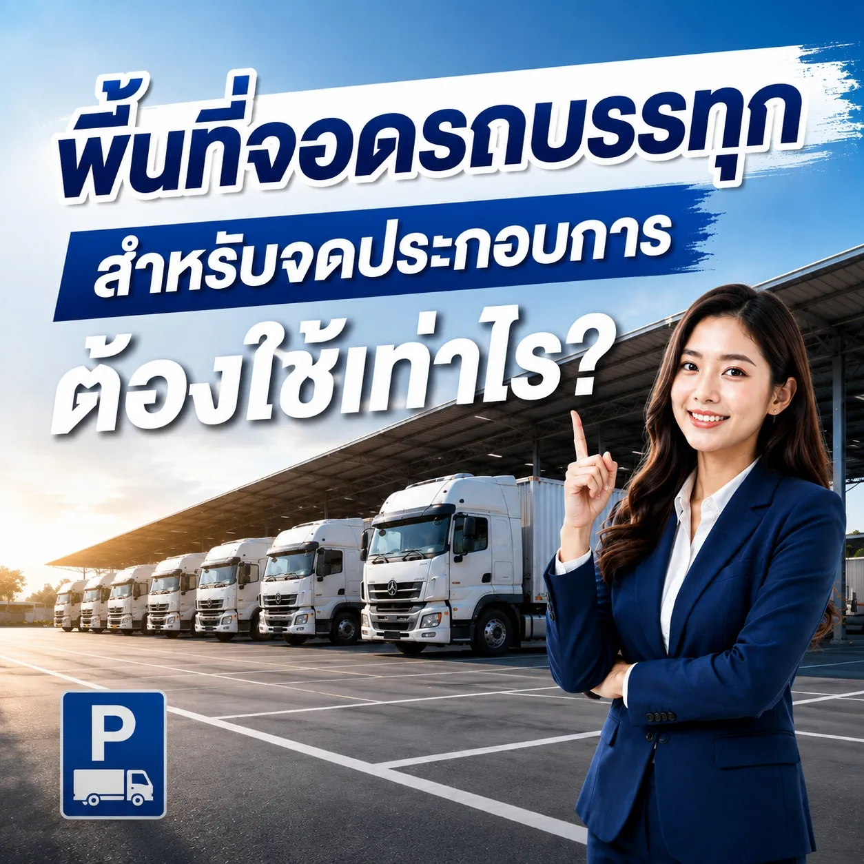 พื้นที่จอดรถบรรทุกต้องใช้เท่าไร? ป้าย 70 ป้าย 80 จอดได้กี่คัน